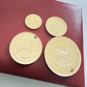 Afrique du Sud - Krugerrand - 1991 - Coffret de 4 pièces en or (1 oz, 1/2 oz, 1/4 oz, 1/10 oz) dans son étui rouge d'origine