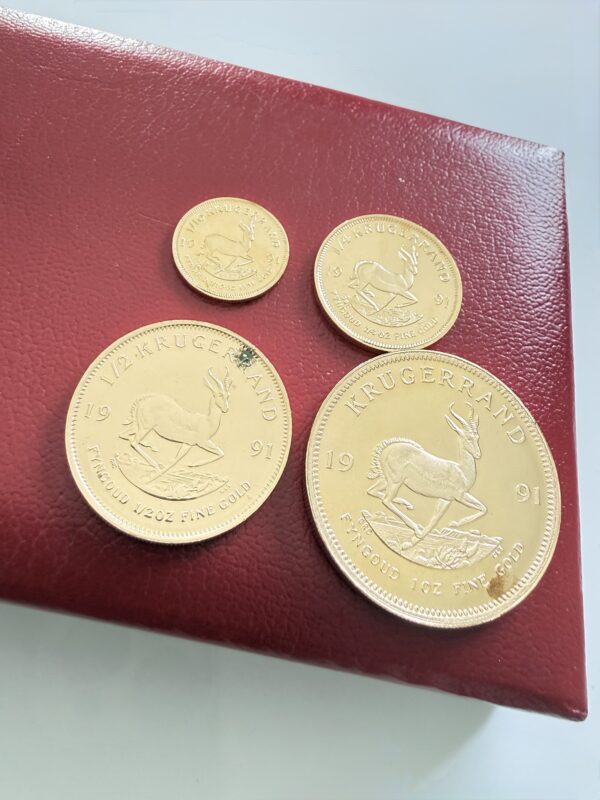 Südafrika - Krügerrand - 1991 - Gold Proof Set mit 4 Münzen (1oz, 1/2oz, 1/4oz, 1/10oz) im roten Originaletui