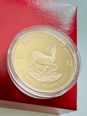 Sud Africa - Krugerrand - 2012 - 1 oz Gold Proof - Retro: Springbok - in capsula su custodia rossa