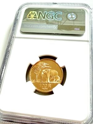 纳米比亚-1987-100-rand_2 纳米比亚 - 1987年 Essai - 100兰特 - 兰德奇幻硬币 - 金质 - 双模具背面 - NGC PF67 Ultra Cameo - 证书3158822-001 - NGC板块硬币
