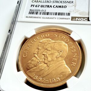 Парагвай - 1987 - золотая монета 250 000 гуараний - Кабальеро Стресснер - NGC PF67 Ultra Cameo - Cert 8663205-012