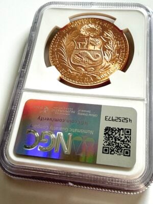 péru-1964-100-semelles-or-ngc-ms65_2 Pérou - 1964 - 100 Soles Oro - Pièce d'or sous scellé NGC - MS65 - Cert 6692915-010