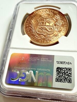 péru-1966-100-semelles-or-ngc-ms65_2 Pérou - 1966 - 100 Soles Oro - Liberté Assise - Pièce d'or sous scellé NGC - MS65 - Cert 6692915-015