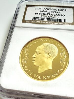 Tansania - 1974 1500 Shillings Goldmünze - Cheetah - NGC PF69 Ultra Cameo - Cert 1756396-020
