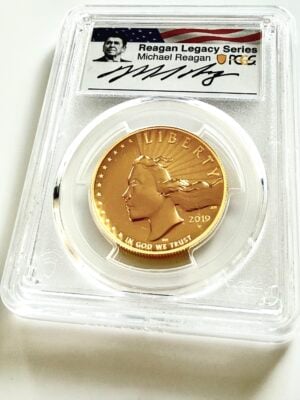 美国-2019-100美元-美国-自由-增强-里根-遗产系列-PCGS-sp70pl_1 美国2019年美国自由100美元金币,PCGS板——里根遗产系列,迈克尔·里根签名标签。