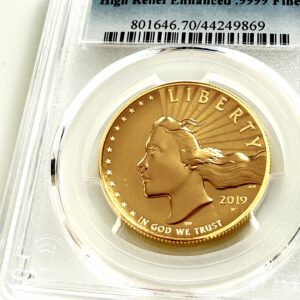 USA 2019 American Liberty 100 Dollars Goldmünze in PCGS-Slab – Reagan Legacy Series mit Michael Reagan Signaturlabel.