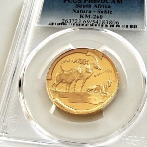 Южная Африка, золотая монета Natura Sable 2000 года, 1/2 унции, проба, в футляре PCGS PR69DCAM с изображением антилопы Sable.