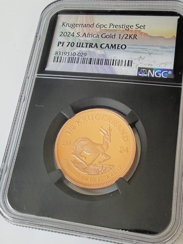 South Africa 2024 1/2 Krugerrand Gold Proof from the Prestige Set in NGC PF70 Ultra Cameo Black Retro Holder