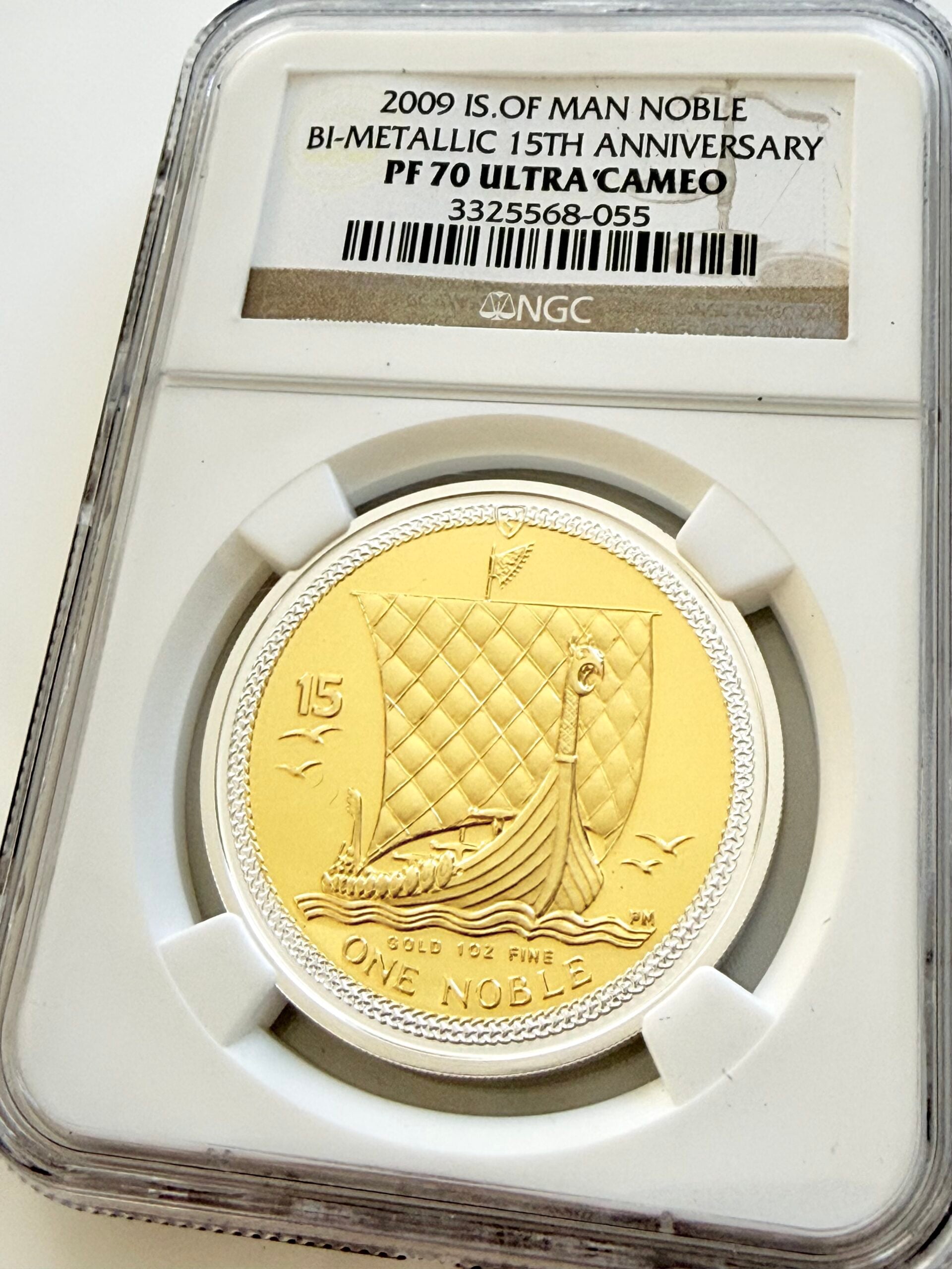 2009 Isle of Man 1 Noble Bi-Metallic NGC PF70 Details