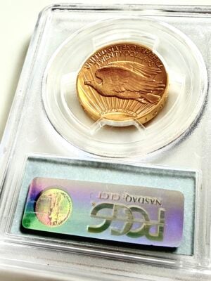 usa-2009-20usd-double-eagle-uhr-pcgs-ms69_2 PCGS-zertifizierte US-Goldmünze von 2009, 20 Dollars Ultra High Relief Double Eagle, bewertet mit MS69, in einem PCGS-Slab.