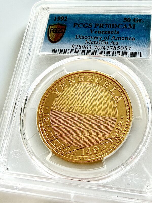 Venezuela - 1992 - 50 Gramm - Entdeckung Amerikas 1492-1992 - Goldmedaille - Proof - PCGS PR70 Deep Cameo