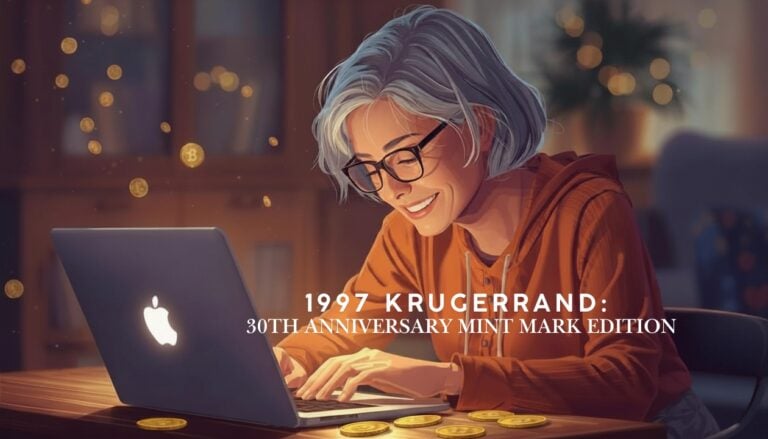 Édition Krugerrand 1997 avec marque d'atelier commémorant le 30e anniversaire, en coffret or Proof pour collectionneurs