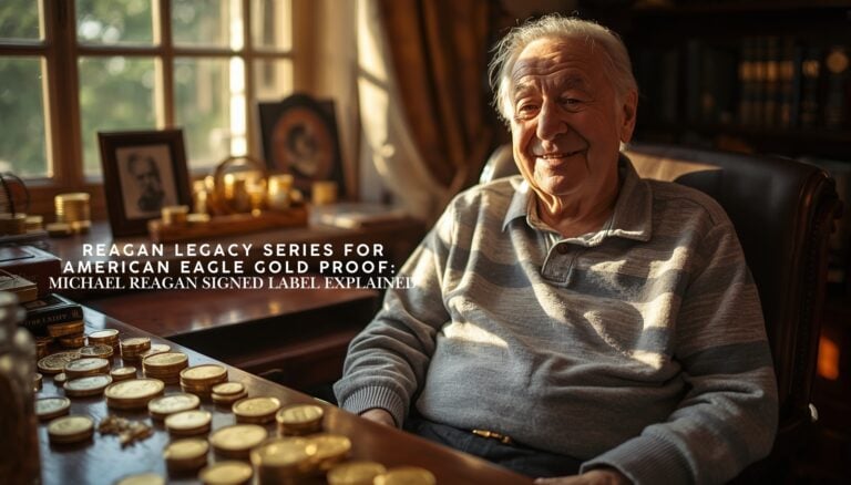 Reagan Legacy Series at American Eagle Gold Proof Coins with Michael Reagan Signed Label and collector reference to certified US gold coins