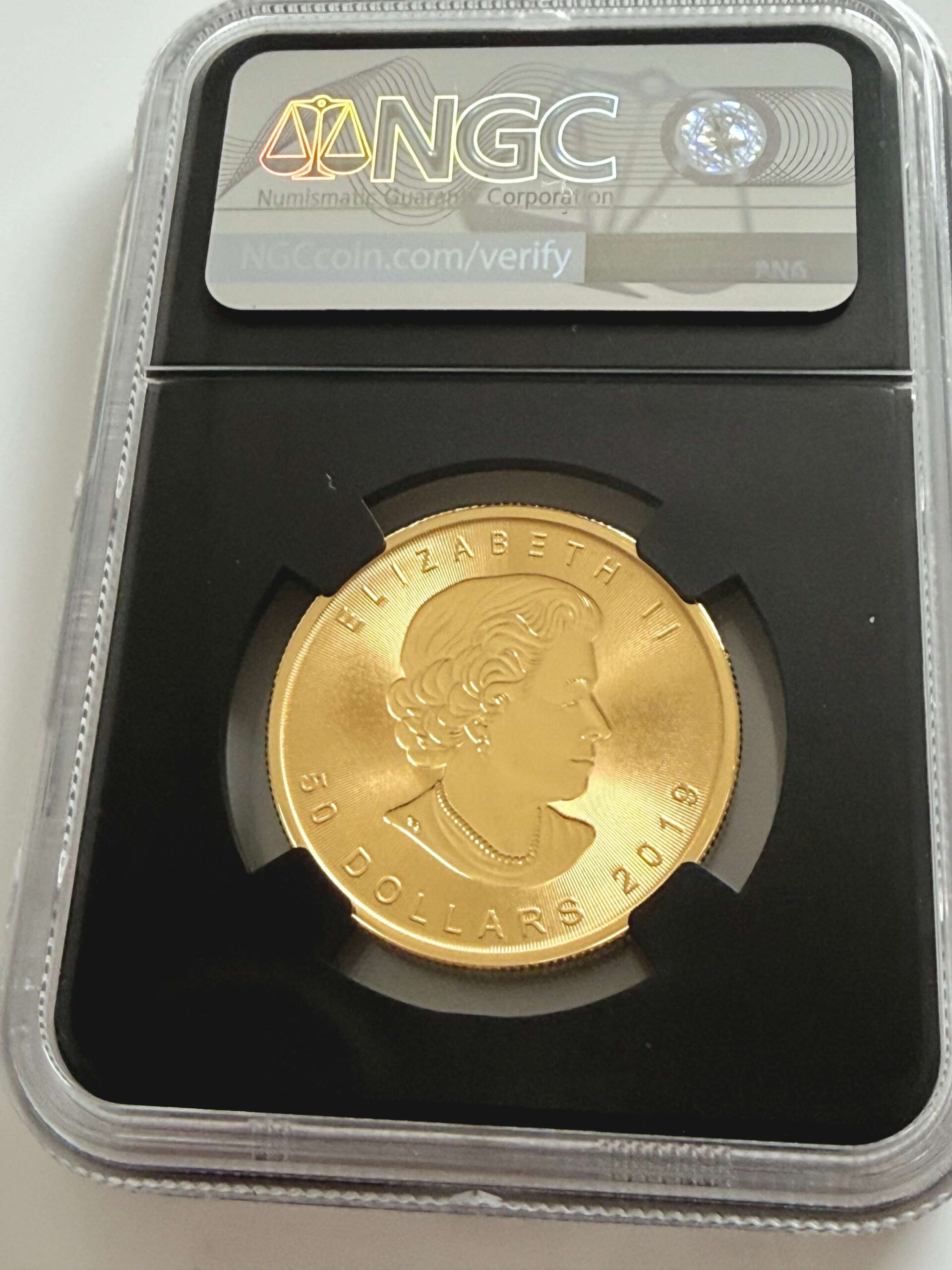 Pièce d'or Canada 2019 Feuille d'érable incrustée 1 oz NGC MS70 Premier jour d'émission