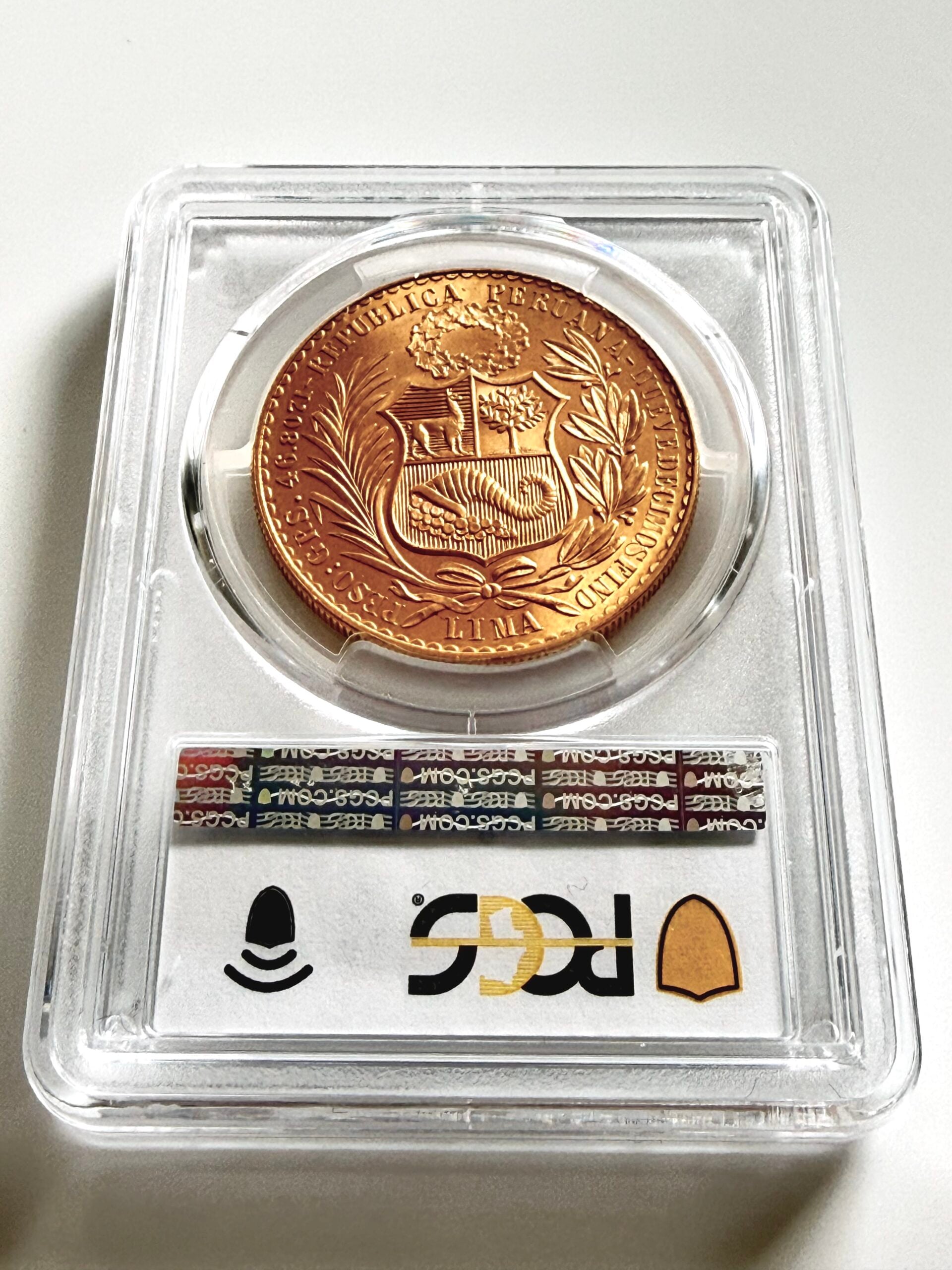 Peru 1959 100 Soles Oro Goldmünze PCGS MS65 im zertifizierten Slab