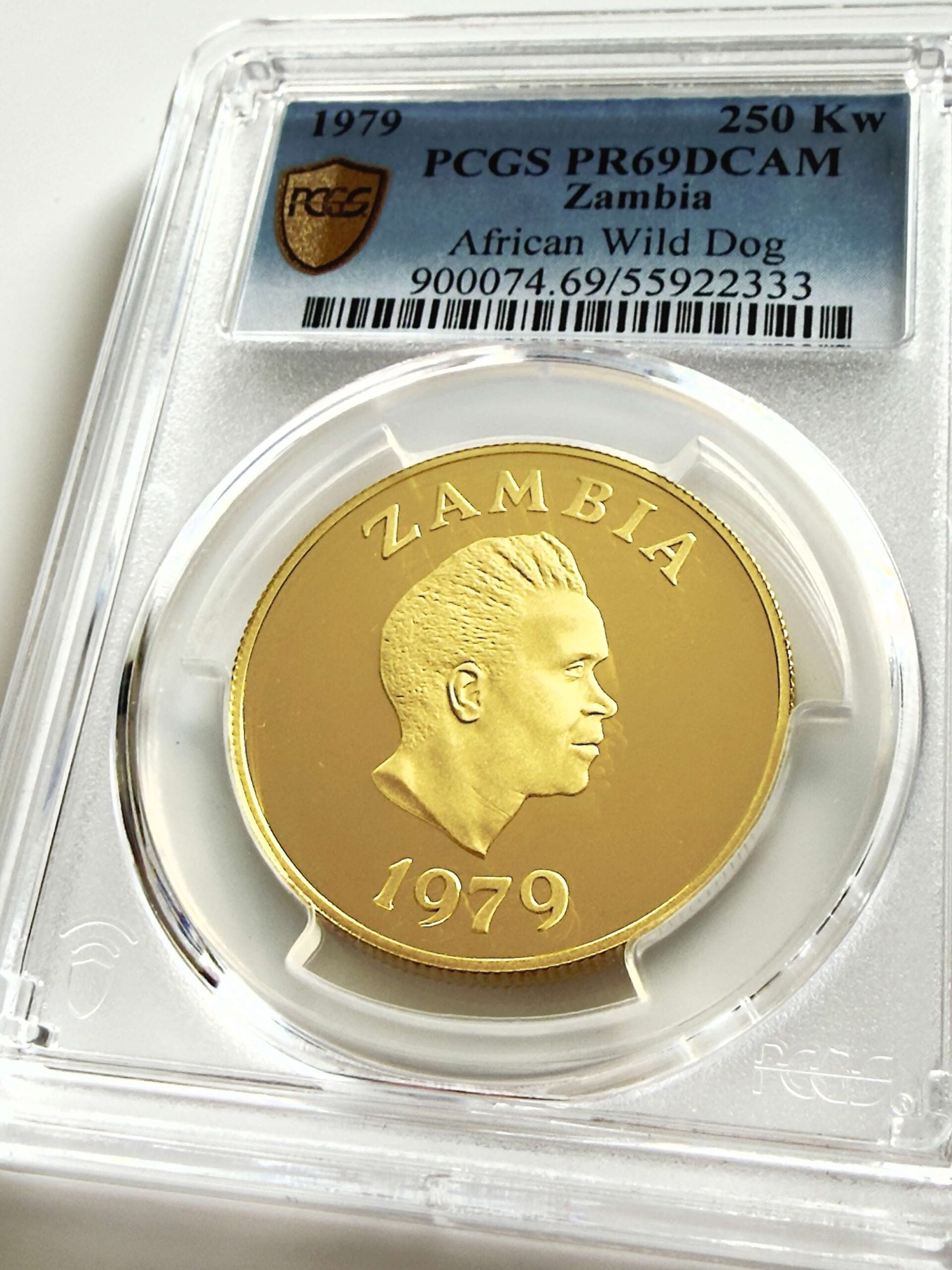 Zambia 1979 250 Kwacha African Wild Dog PCGS PR69