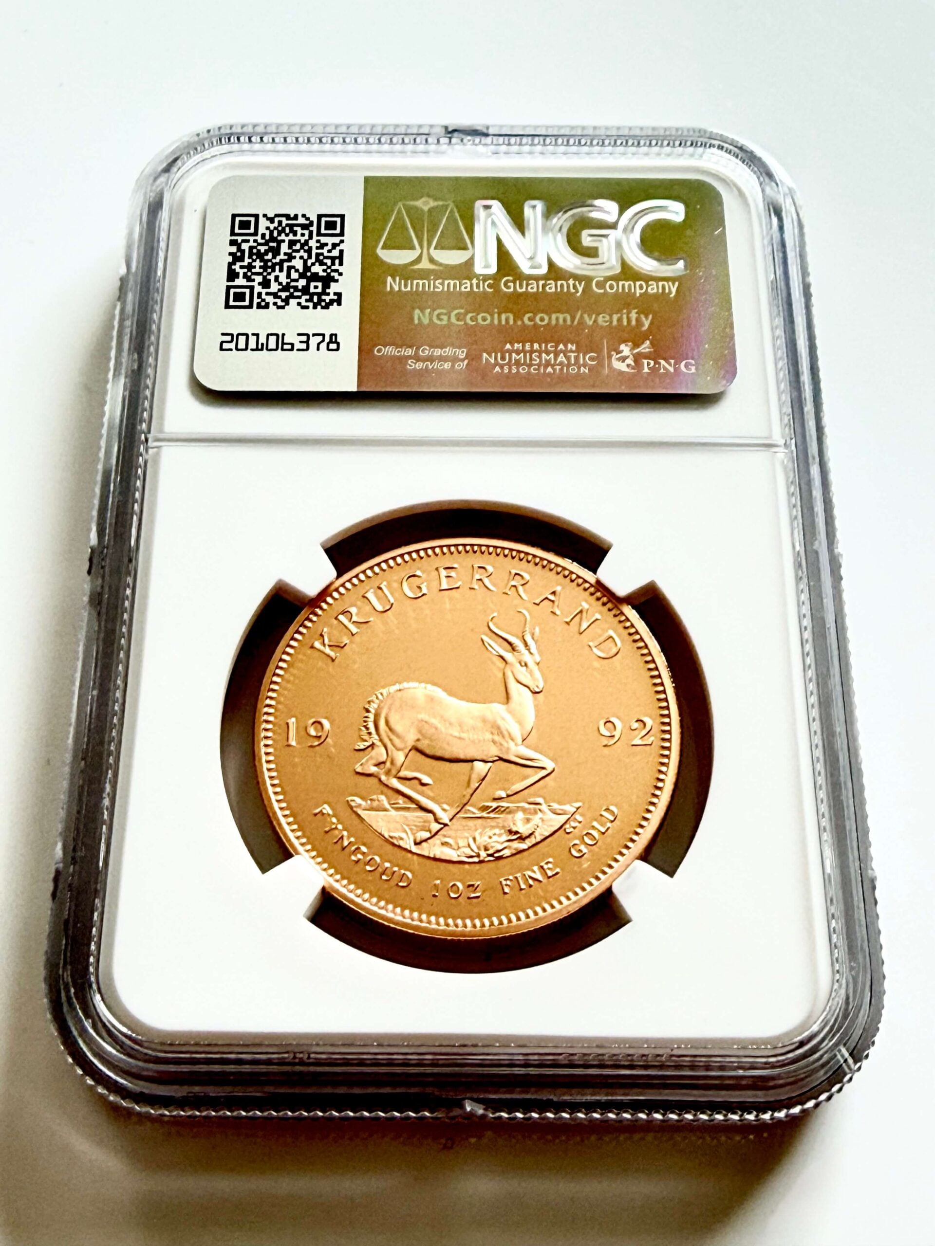 Krugerrand 1992 Proof NGC PF69 Ultra Cameo in certified slab