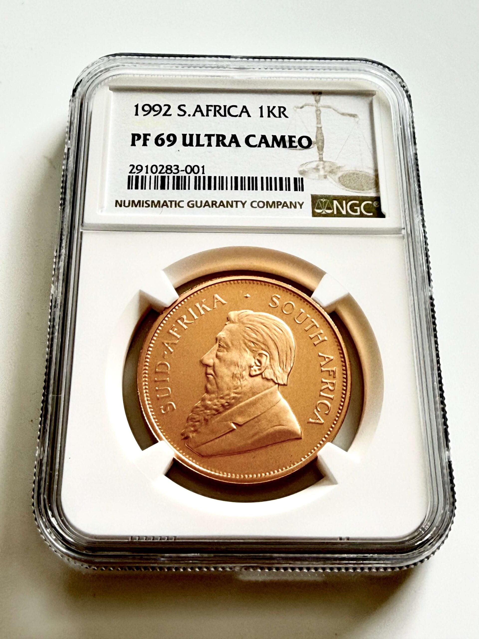 Krugerrand 1992 Proof NGC PF69 Ultra Cameo in certified slab