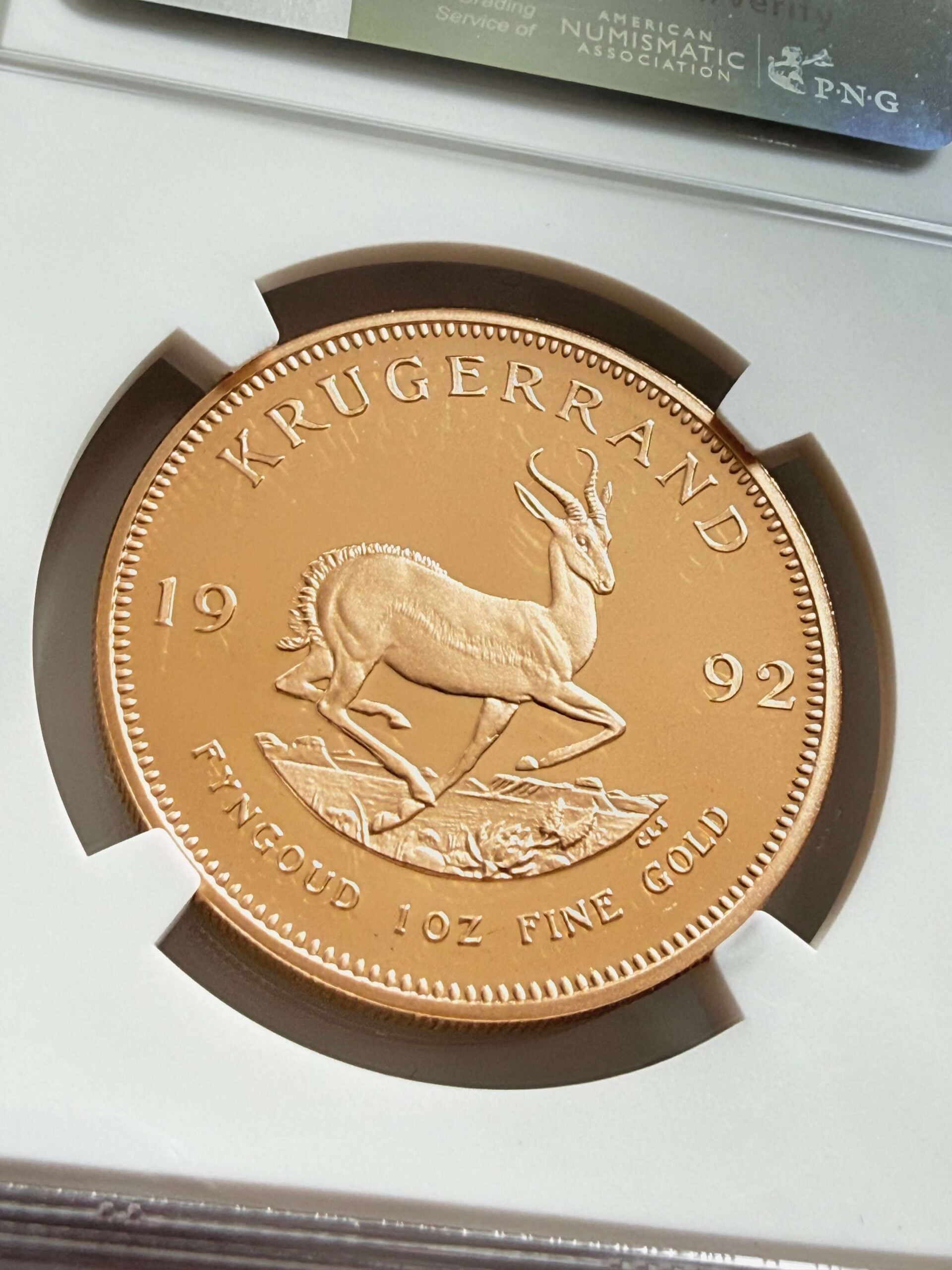 Krugerrand 1992 Proof NGC PF69 Ultra Cameo in certified slab