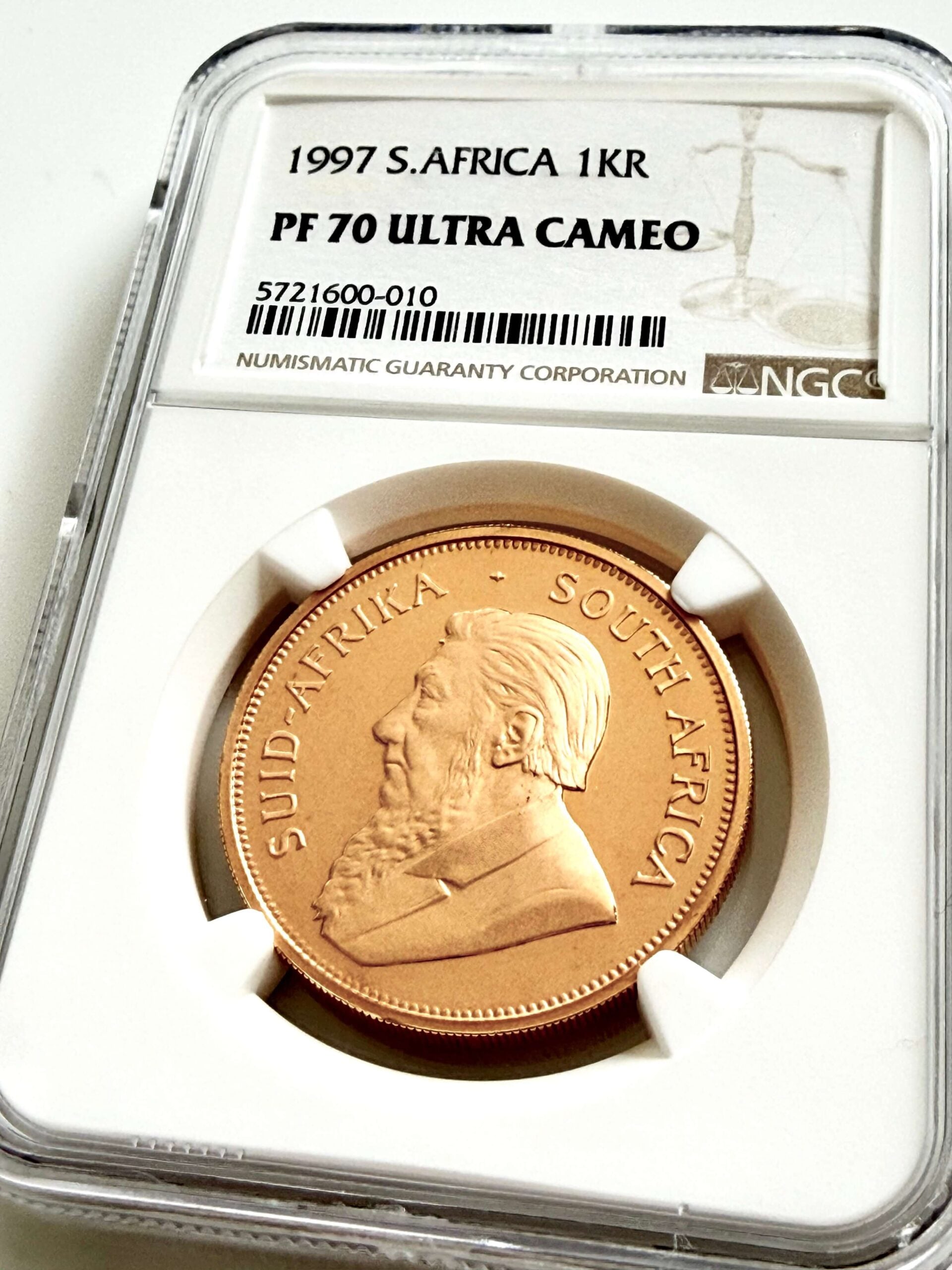 Südafrika – 1997 – Krügerrand – 1oz Gold – Proof – NGC PF70 Ultra Cameo – Cert 5721600-010 – Top Pop