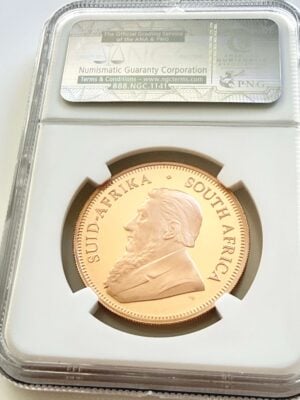 suedafrica-2012-krugerrand-45th-anniversary-1oz-gold-proof-ngc-pf70-ultra-cameo_2 South Africa 2012 Krugerrand 1 oz Gold Proof 45th Anniversary in NGC slab with rating PF70 Ultra Cameo.