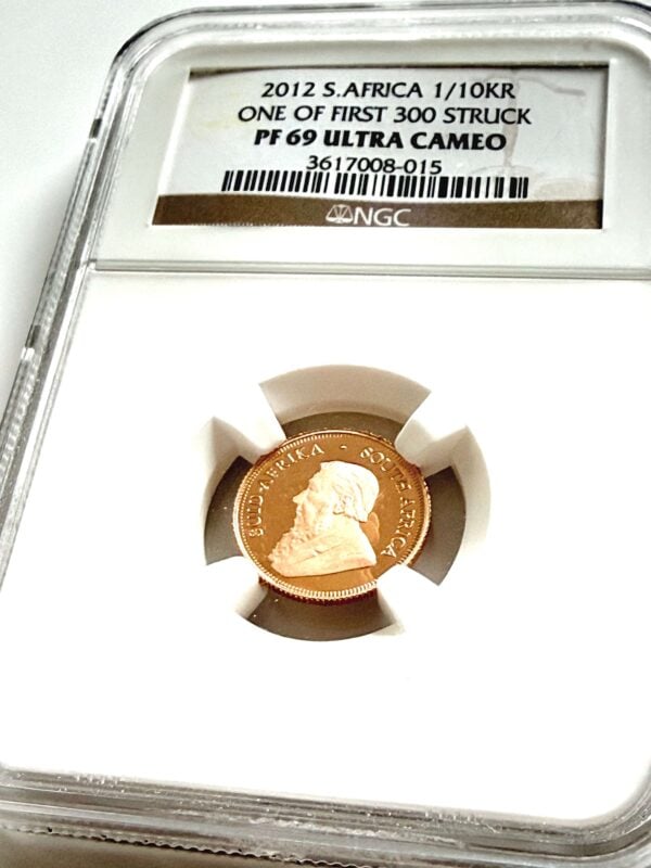 2012 Krügerrand 1/10 oz Gold Proof NGC PF69 Ultra Cameo Avers mit Paul Kruger Porträt