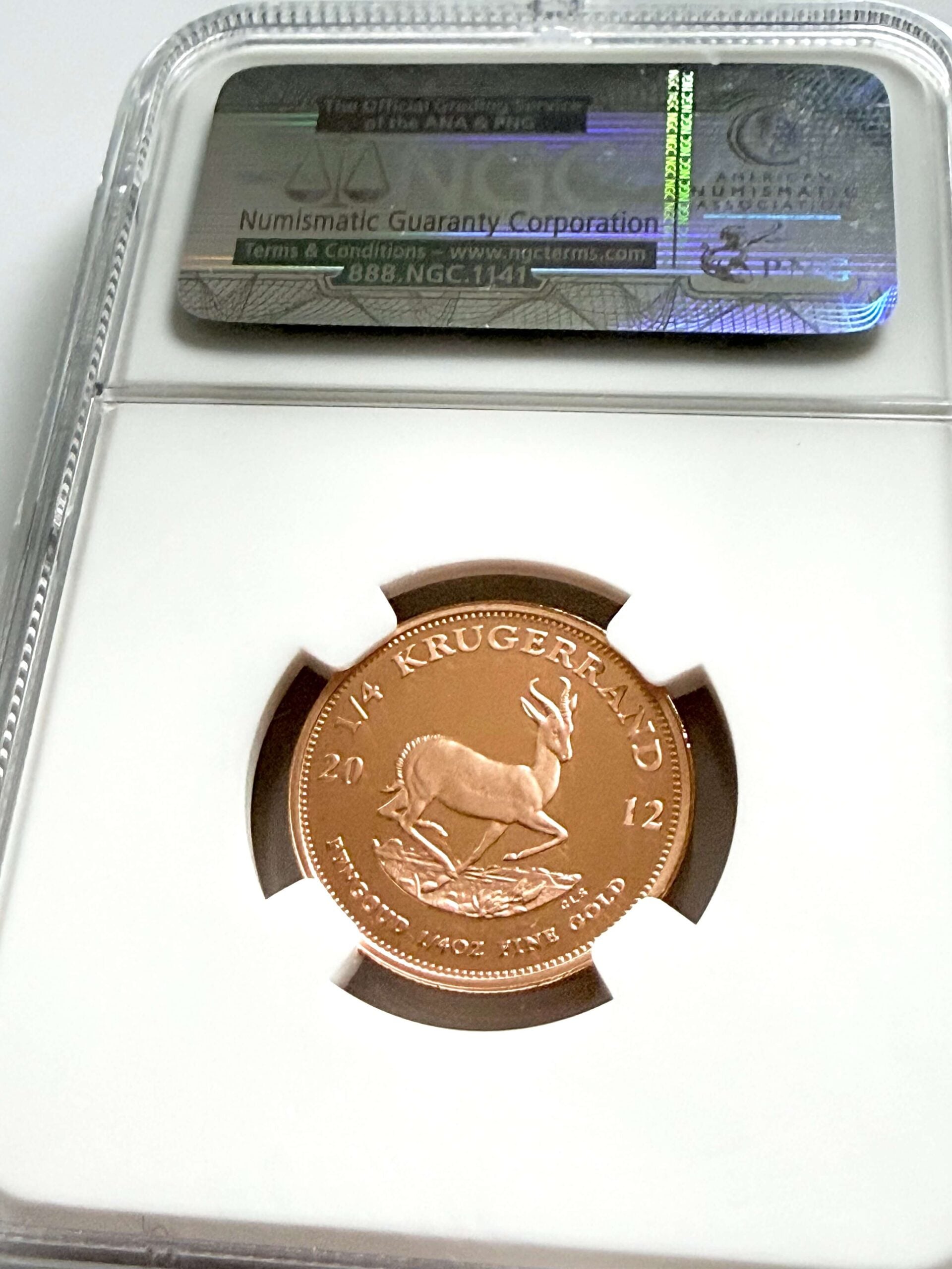 2012 Krügerrand 1/4 oz Gold Proof NGC PF69 Ultra Cameo Revers mit Springbock