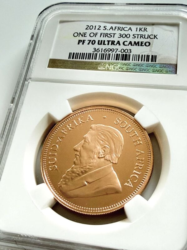 2012 Krügerrand 1 oz Gold Proof NGC PF70 Ultra Cameo Top Pop Avers mit Paul Kruger Porträt