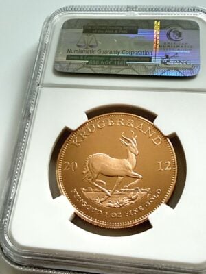 2012年克鲁格1盎司PF70顶级流行翻领 2012年克鲁格1盎司金质精制NGC PF70 Ultra Cameo Top Pop Springbok翻领