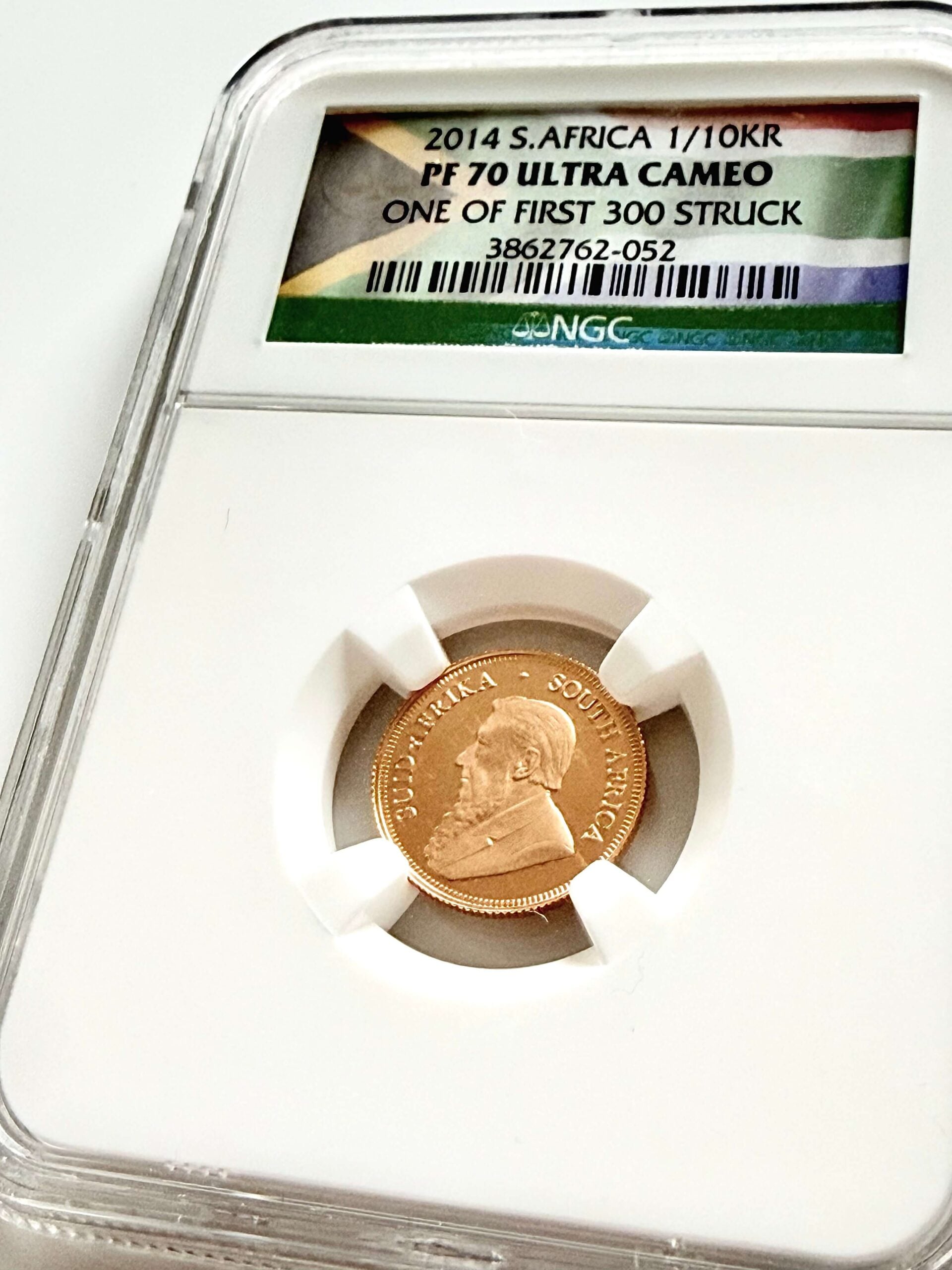 2014 Krügerrand 1/10 oz Gold Proof NGC PF70 Ultra Cameo Avers mit Paul Kruger Porträt