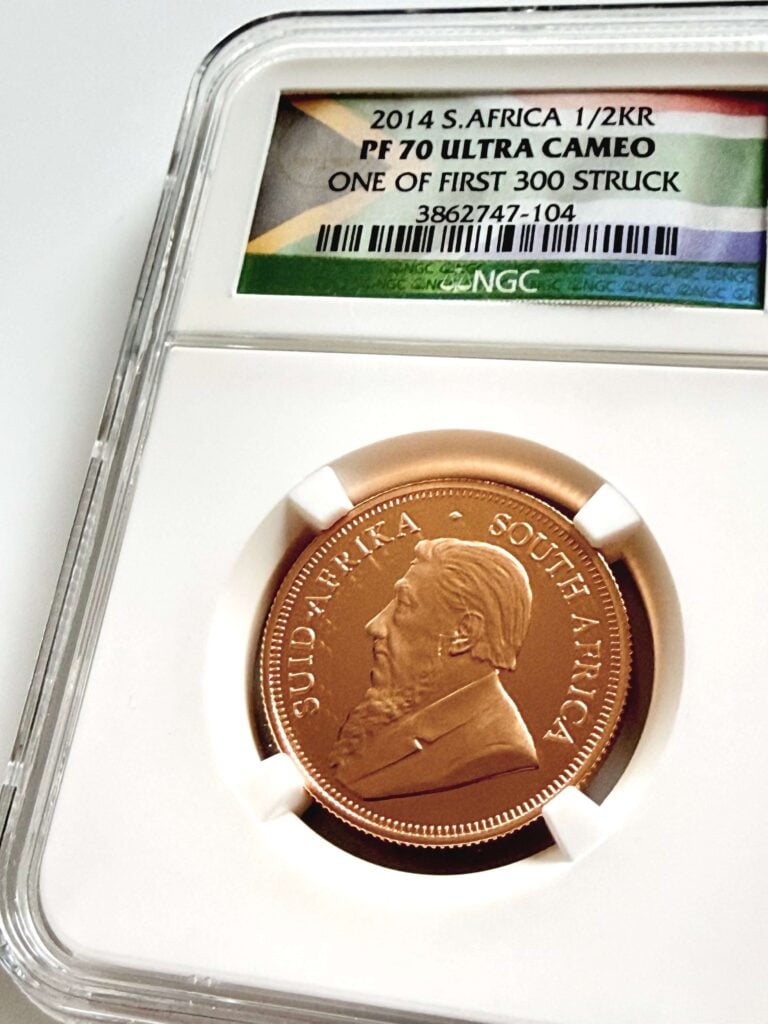 2014 Krügerrand 1/2 oz Gold Proof NGC PF70 Ultra Cameo Top Pop Avers mit Paul Kruger Porträt