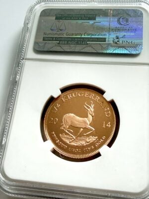 2014年克鲁格兰1/2盎司NGC PF70翻领 2014年克鲁格1/2盎司金质正品NGC PF70 Ultra Cameo顶版弹簧翻领带跳bok鞋