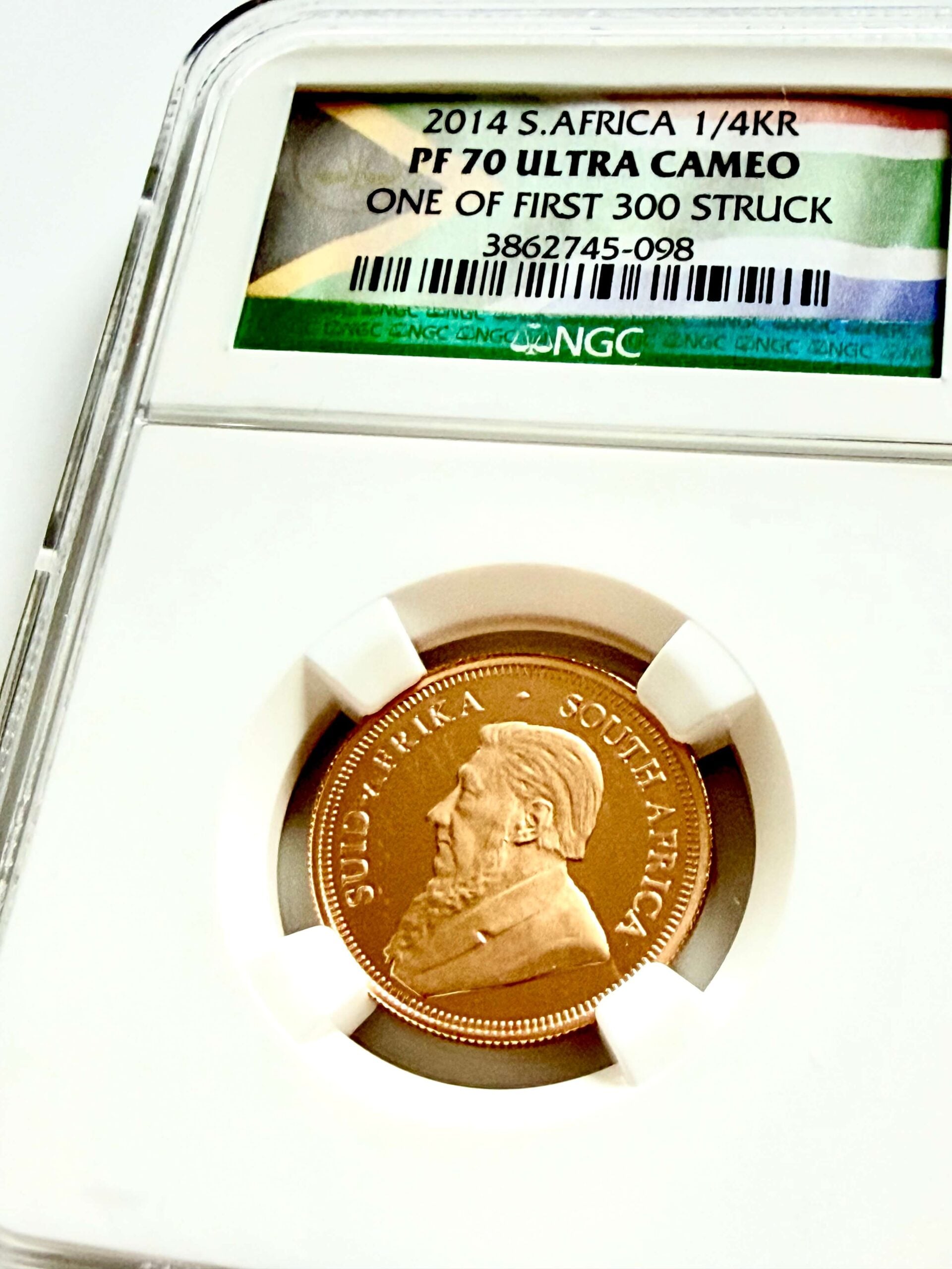 2014 Krügerrand 1/4 oz Gold Proof NGC PF70 Ultra Cameo Avers mit Paul Kruger Porträt