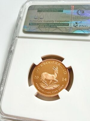 2014年克鲁格兰1/4盎司NGC PF70翻领 2014年克鲁格1/4盎司金质精制NGC PF70 Ultra Cameo Springbok 翻领