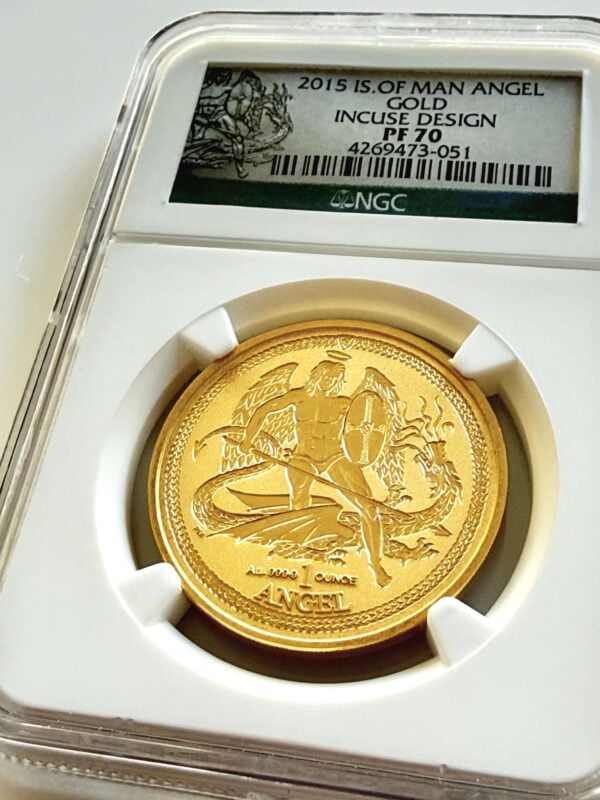 Isle of Man 2015 Angel 1 oz Gold Incuse Design NGC PF70 Rückseite