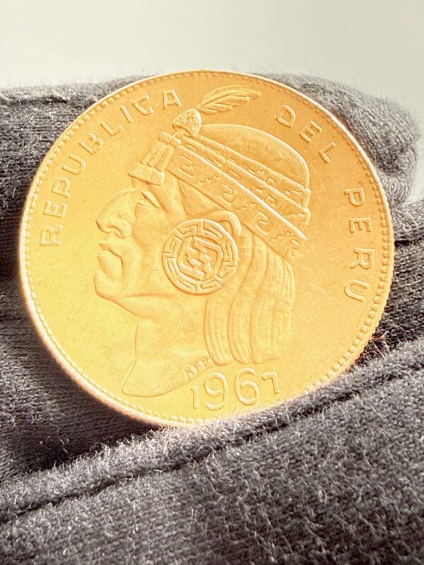 Peru 50 Soles 1967 Goldmünze Inca Indian Head Avers