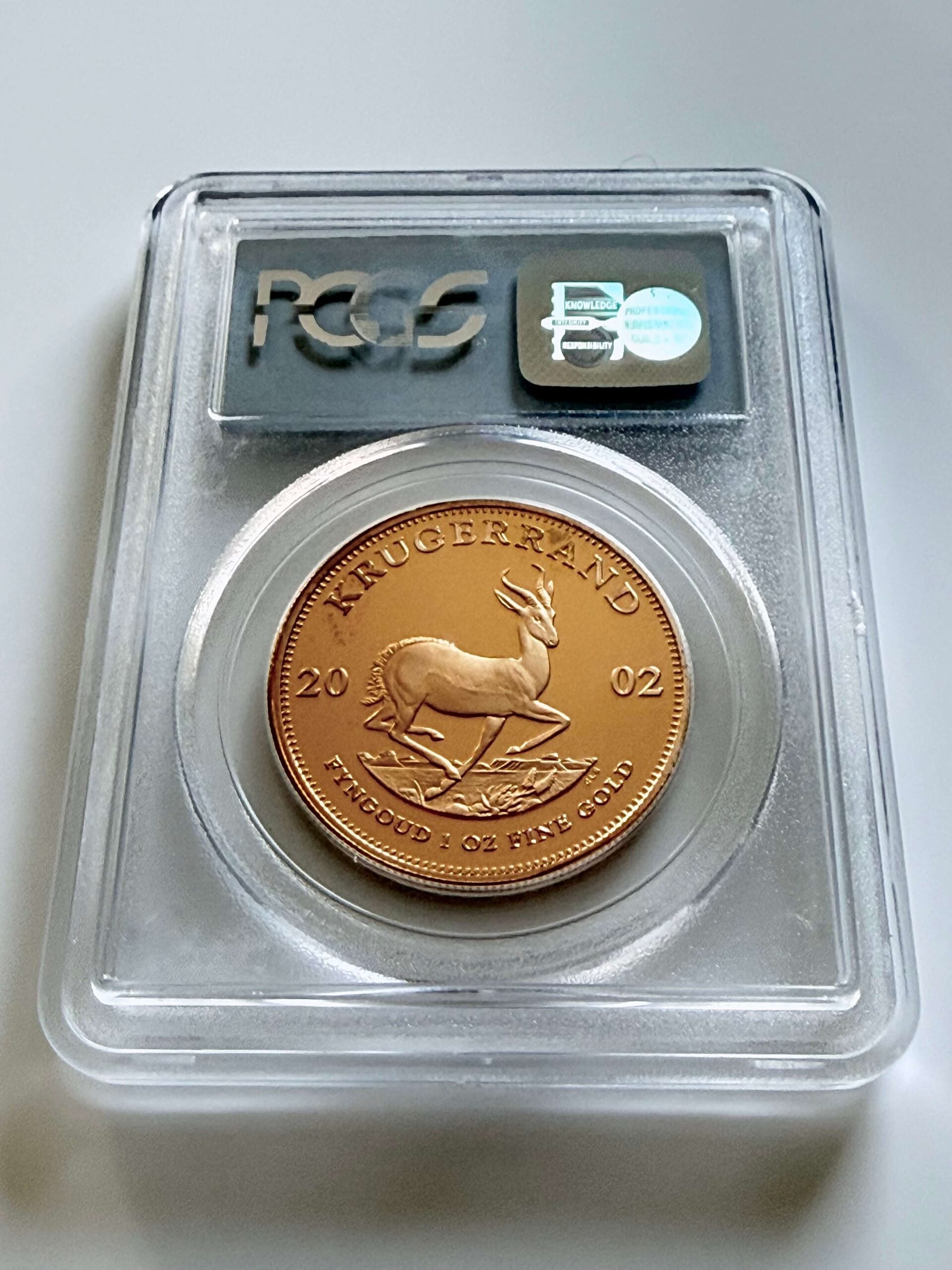 Krügerrand 2002 1 oz Gold Proof PCGS PR68DCAM Rückseite im Slab