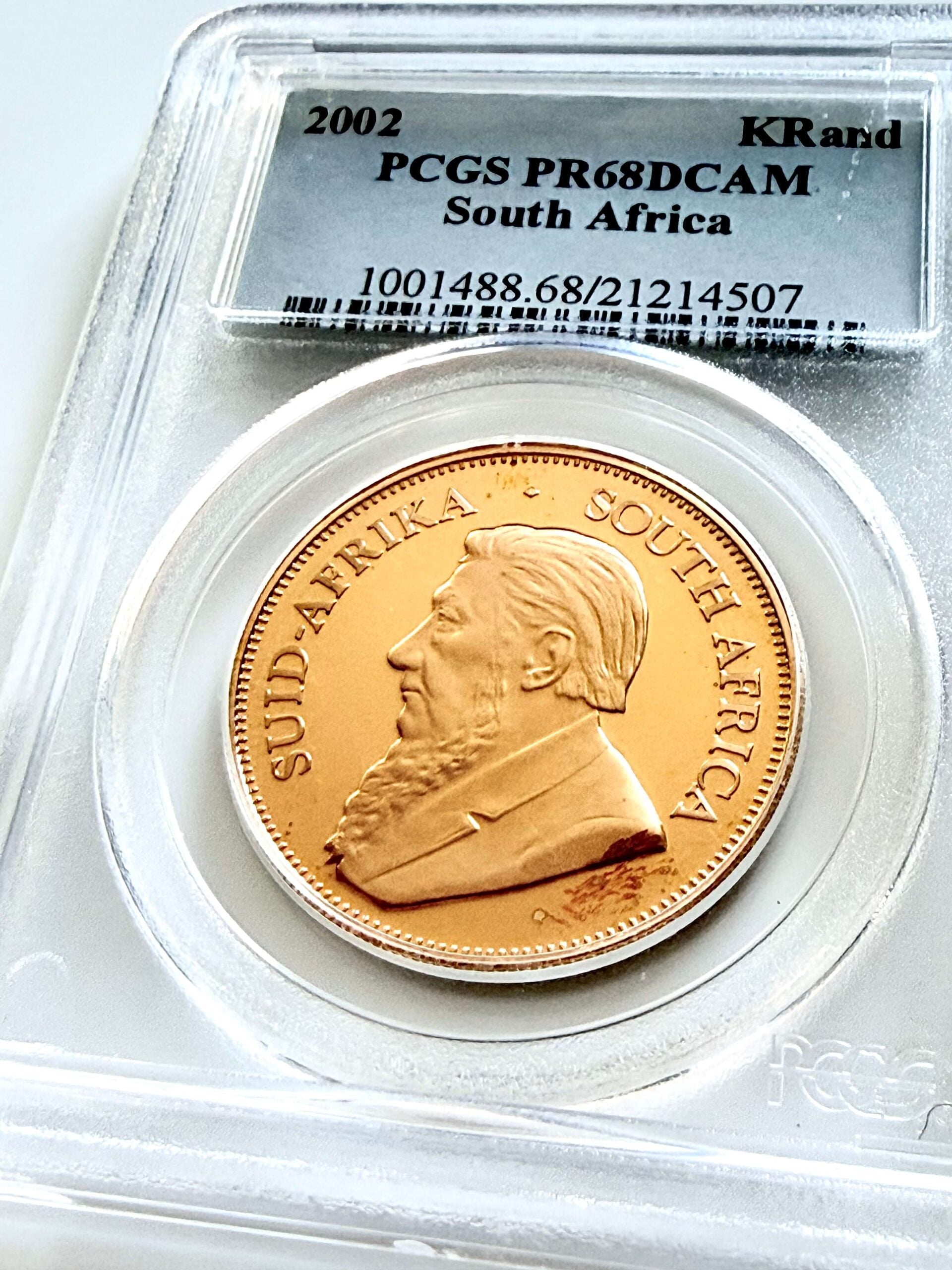 Krügerrand 2002 1 oz Gold Proof Vorderseite PCGS PR68DCAM