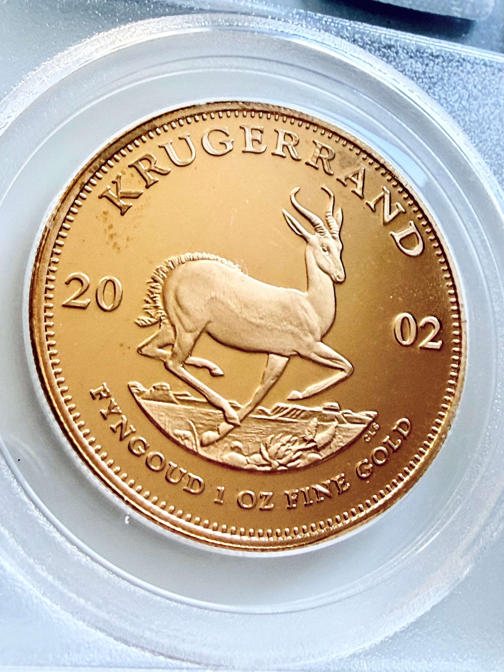 Krügerrand 2002 1 oz Gold Proof Springbock Rückseite