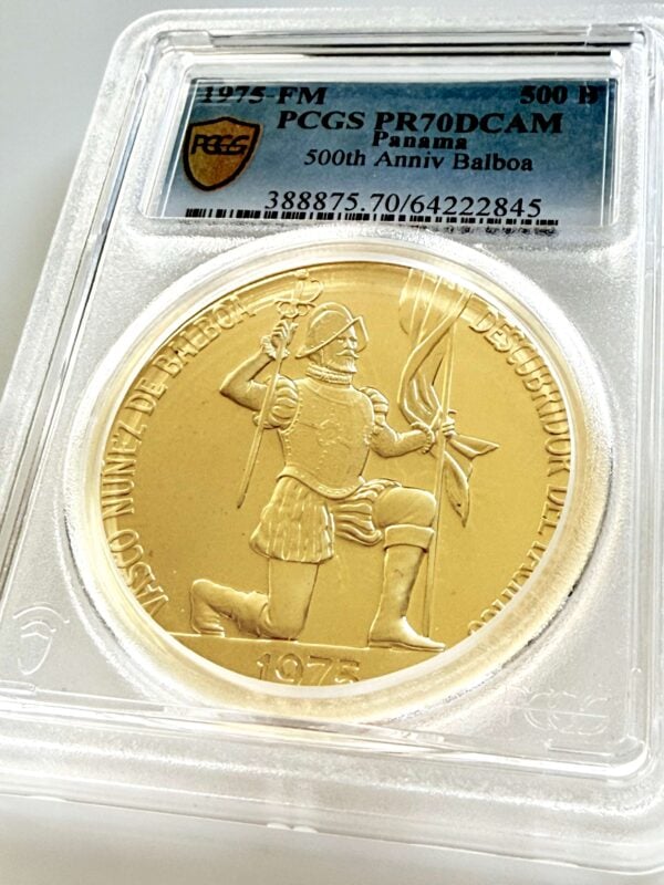 Panama 1975 500 Balboas Goldmünze zum 500. Geburtstag von Vasco Núñez de Balboa, PCGS PR70 Deep Cameo