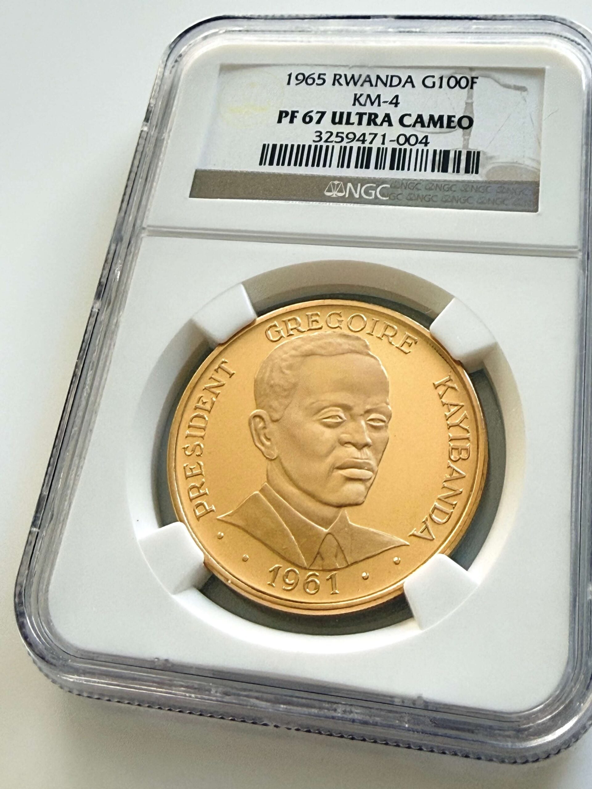 Ruanda 1965 100 Francs Gold Präsident Kayibanda NGC PF67 Ultra Cameo
