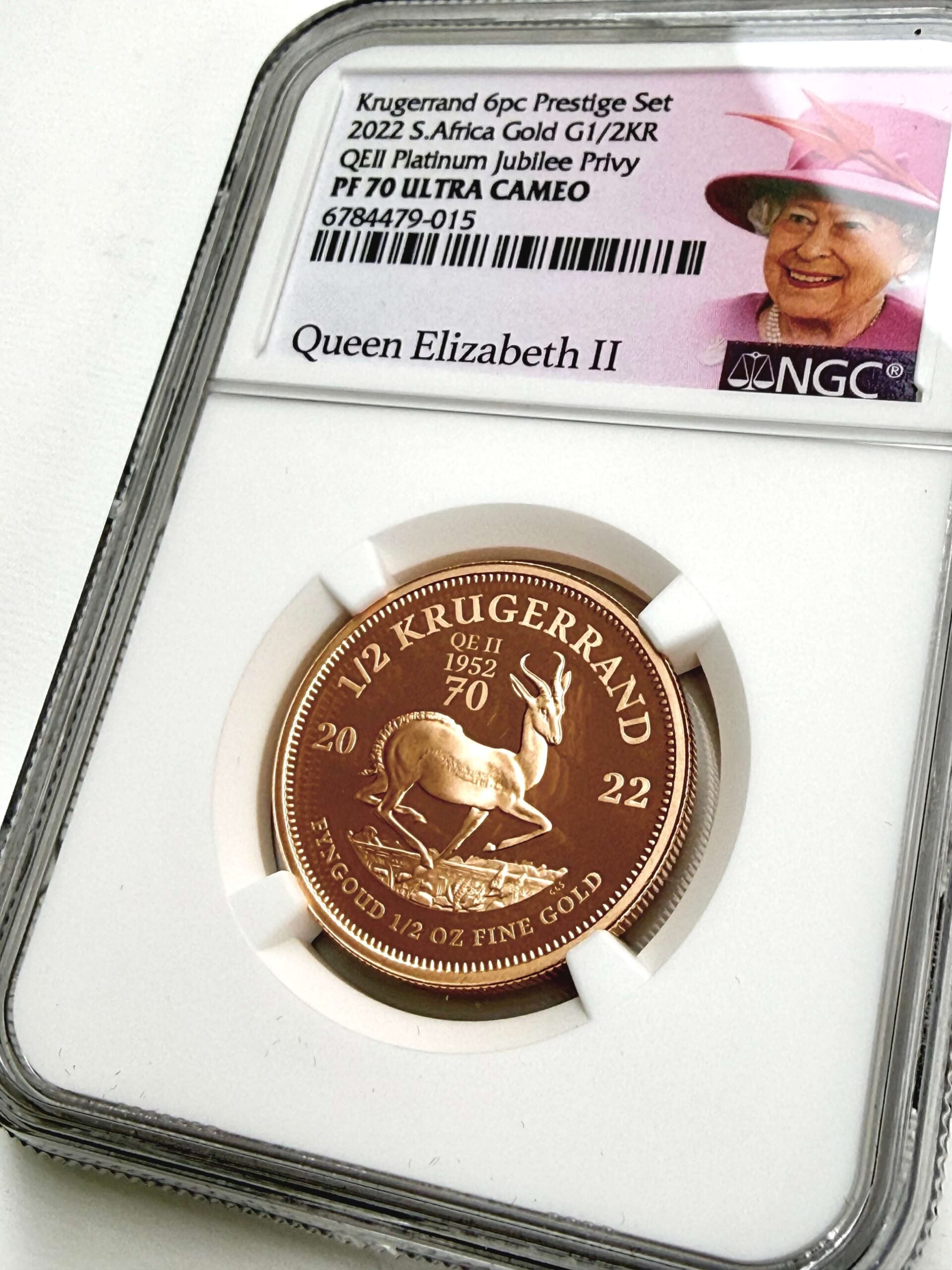 2022 Südafrika 1/2 oz Gold Krügerrand Platinum Jubilee Privy NGC PF70 Ultra Cameo Rückseite