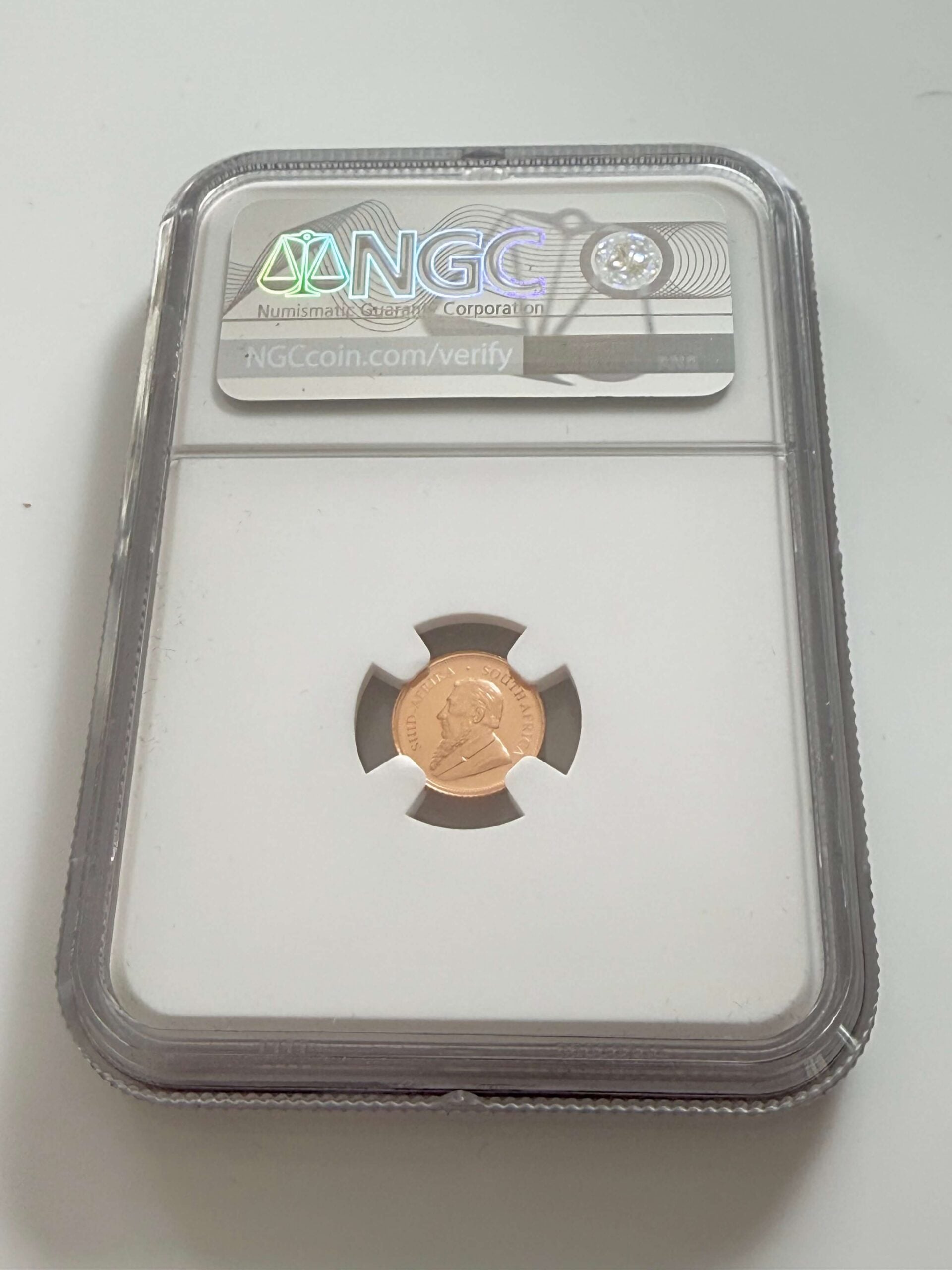 2022 Südafrika 1/20 oz Gold Krügerrand NGC PF70 kompletter NGC Holder Vorderseite