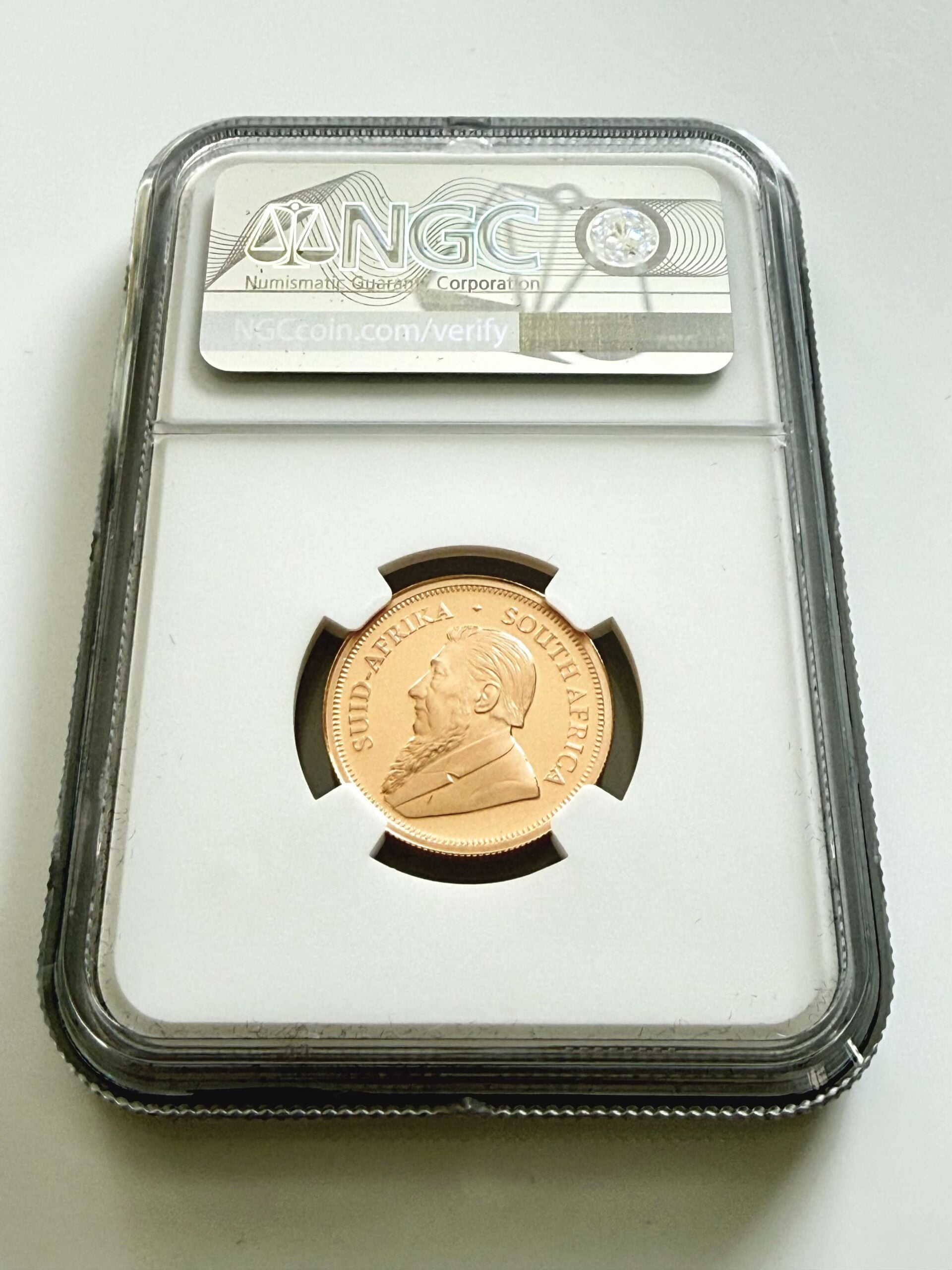 2022 Südafrika 1/4 oz Gold Krügerrand NGC PF70 kompletter NGC Holder Vorderseite