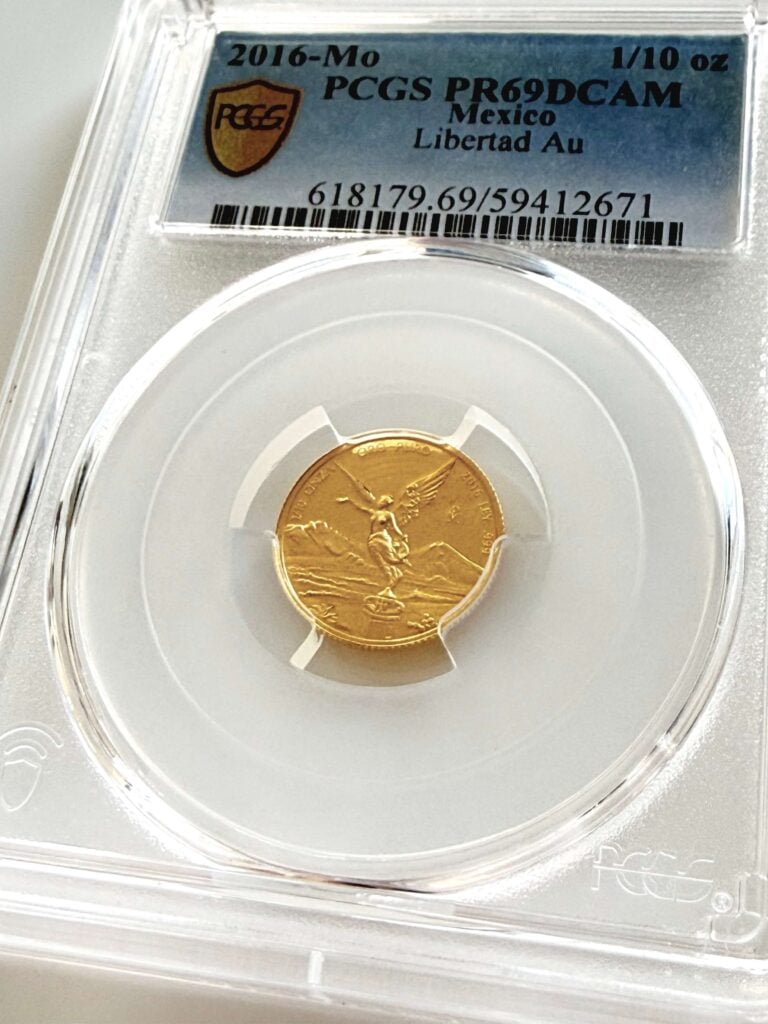 Mexiko 2016 Libertad 1/10 oz Gold Proof PCGS PR69DCAM Zertifikat 59412671 Vorderseite