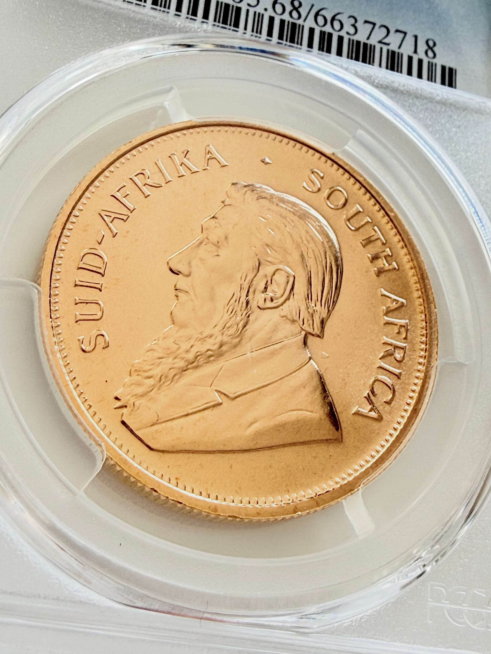 Detailansicht des 1995 Krügerrand 1 oz Gold mit Paul Kruger
