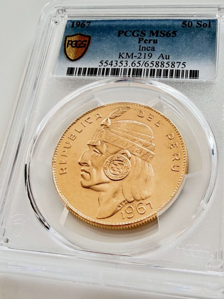 1967 Peru 50 Soles Gold PCGS MS65 mit Inka-Porträt