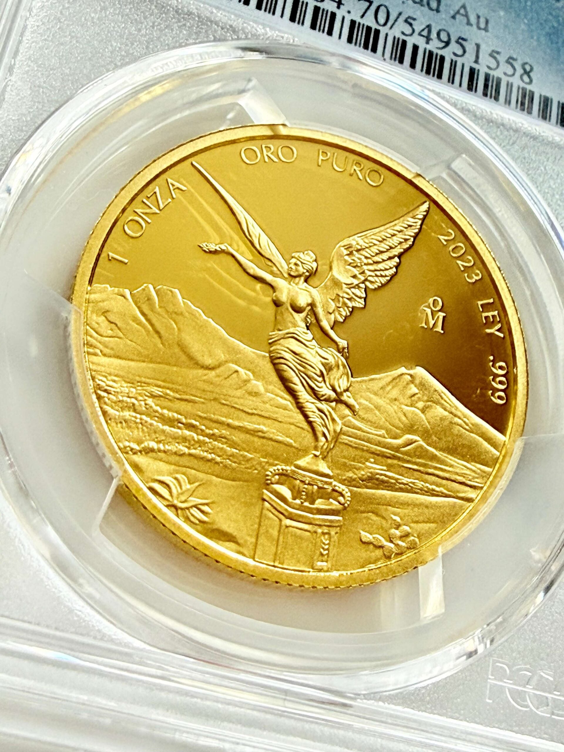 Geflügelte Victoria auf der Mexiko 2023 Libertad 1 oz Gold Proof PCGS PR70DCAM